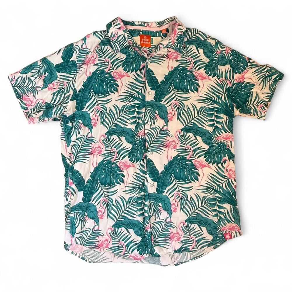 Free Planet Flamingo Button-Down Shirt
